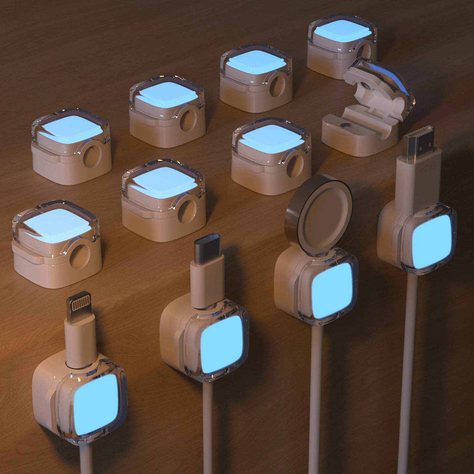 Luminous Magnetic Cable Organizer, Office Desk Data Cable Holder, Bedside Table Power Cable, Charging Cable Organizer