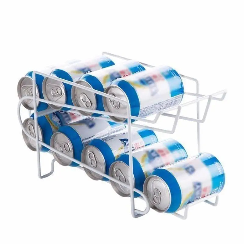 Iron Double-Layer Cola Storage Rack Kitchen Soda Can Rolling Shelf Beer and Cola Sorting and Storage Rack Desktop Soda Can Rack