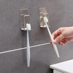 Stainless Steel Toothbrush Holder Wall Mounted Adhesive Toothbrush Cup Holder Space Saving Home Organizer