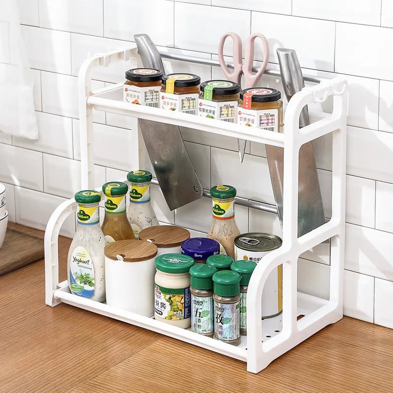2 Layers Table Plastic Chopsticks Shelf Kitchen Bowl Rack Draining Dish Storage Household Dishes Seasoning Organizer Dish Rack