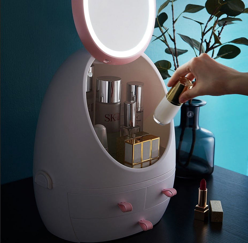 Modern LED Lighted Mirror Makeup Organizer Stand for Bathroom, Dresser, and Vanity Countertop - Bathroom Organizers and Storage Solution with Room Decor Aesthetic and Preppy Stuff Vibe by KME