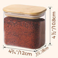 Rectangle Storage Containers Jars with Bamboo Lids, Clear Food Storage Jar, Pantry Kitchen Organizer for Pasta Flour Oats Nuts