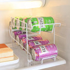 Iron Double-Layer Cola Storage Rack Kitchen Soda Can Rolling Shelf Beer and Cola Sorting and Storage Rack Desktop Soda Can Rack