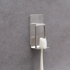 Stainless Steel Toothbrush Holder Wall Mounted Adhesive Toothbrush Cup Holder Space Saving Home Organizer