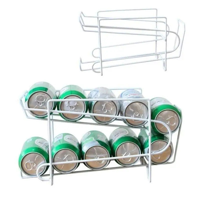 Iron Double-Layer Cola Storage Rack Kitchen Soda Can Rolling Shelf Beer and Cola Sorting and Storage Rack Desktop Soda Can Rack